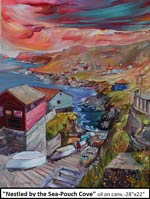 Nestled by the Sea-Poach Cove, Oil on Canvas